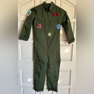 Kids Olive Green Flight Suit Jumpsuit